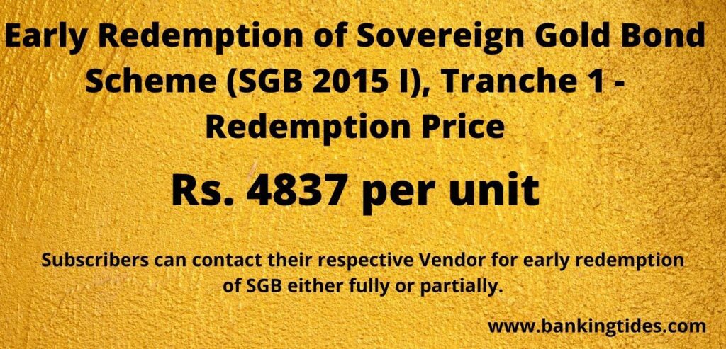 Early Redemption Price for SGB
