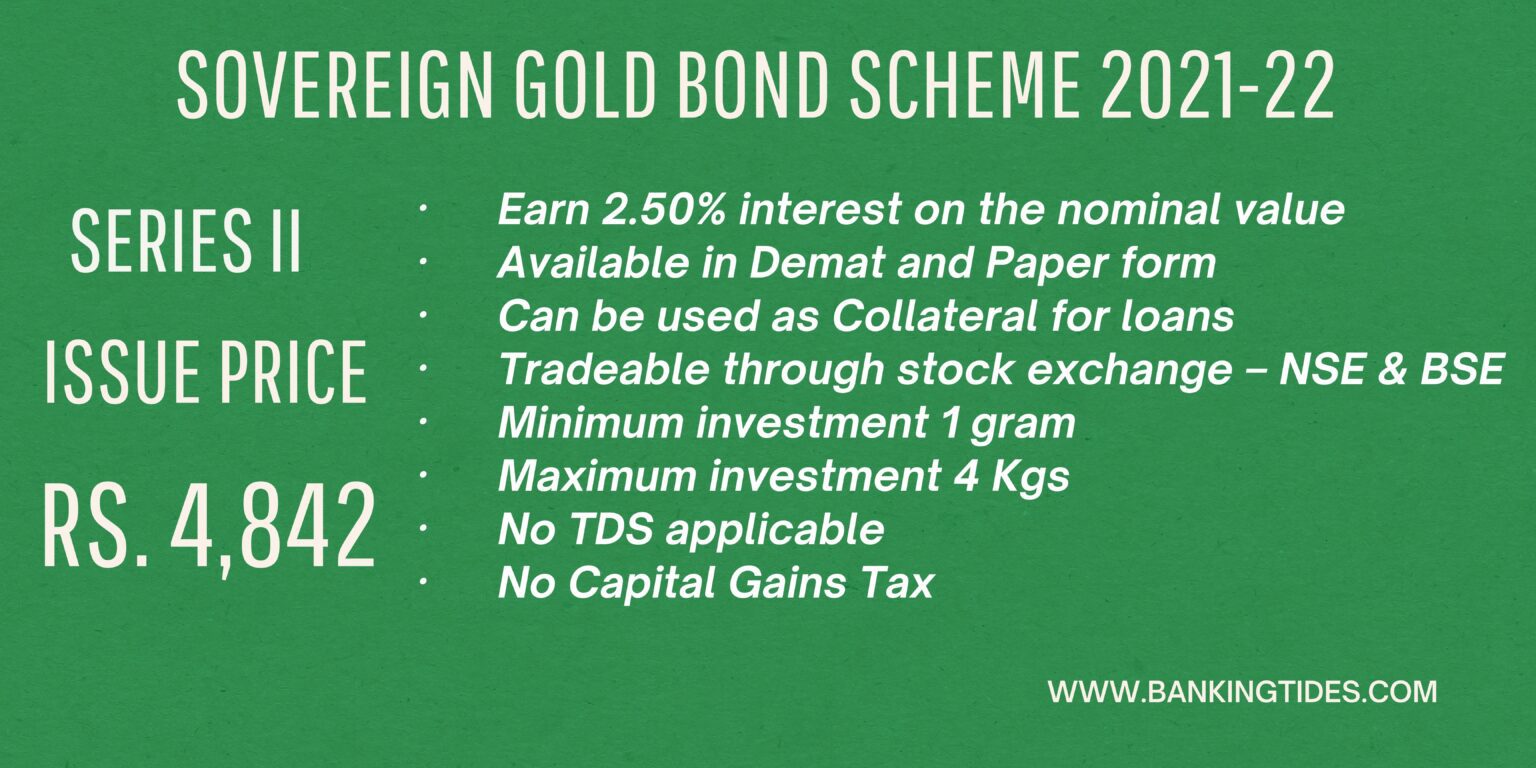 Sovereign Gold Bond Scheme 202122 Series II Issue Price Banking Tides