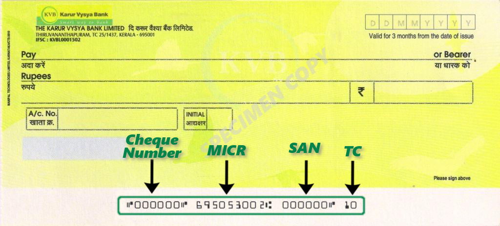 KVB PPS Sample Cheque